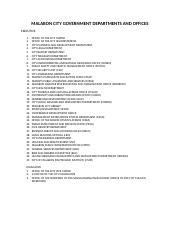 MALABON CITY GOVERNMENT DEPARTMENTS AND .